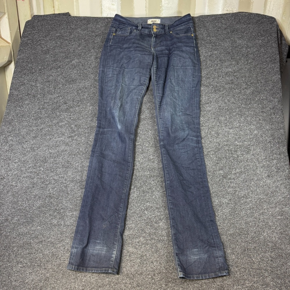 Paige Bootcut Jeans Womens 25 Blue Denim Cotton Stretch Dark Wash Everyday Wear